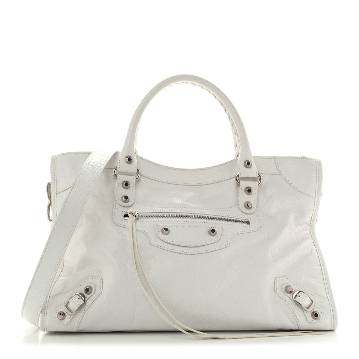 Agneau Arena Silver Hardware Medium Le City Optic White