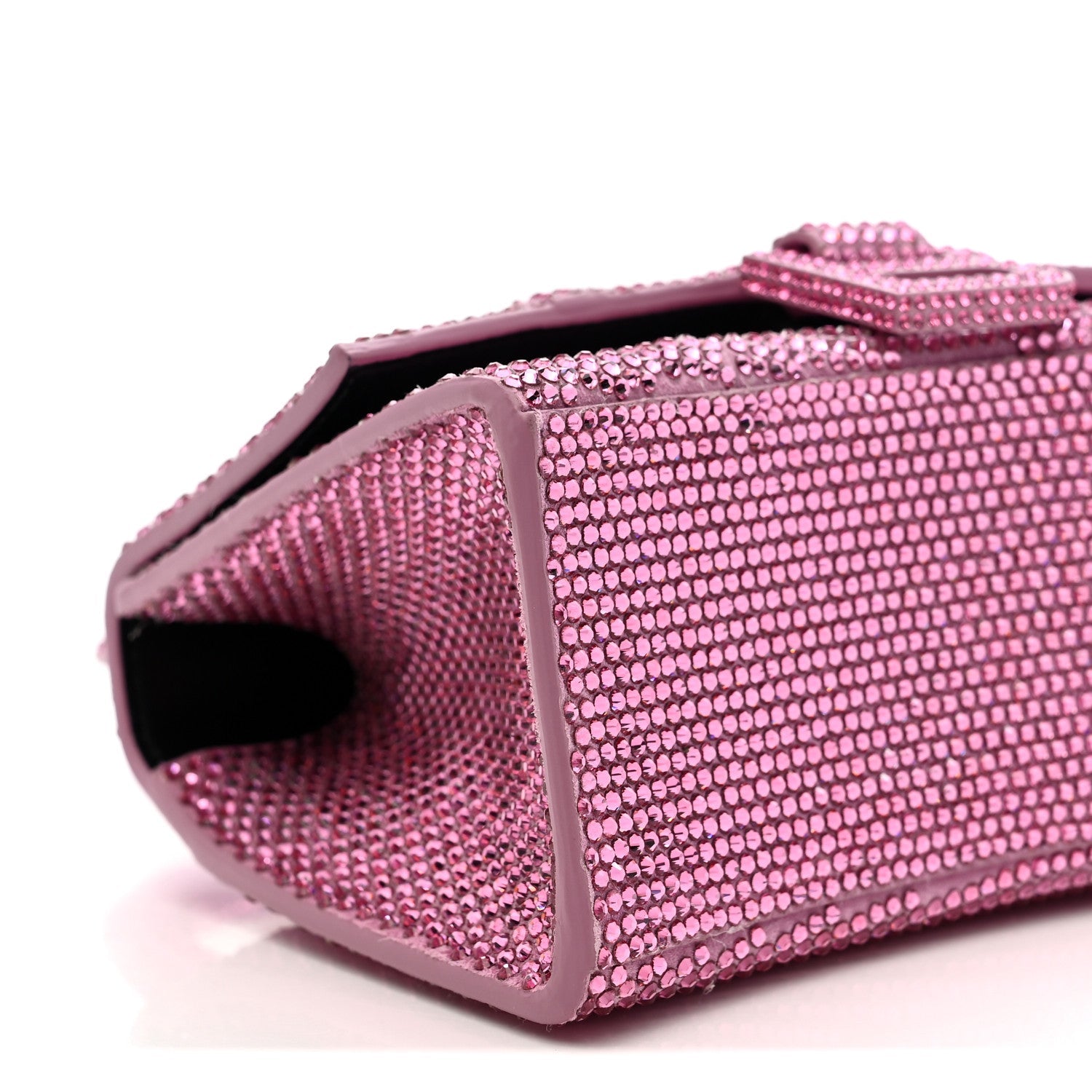 Strass Suede Hourglass Top Handle Bag XS Pink