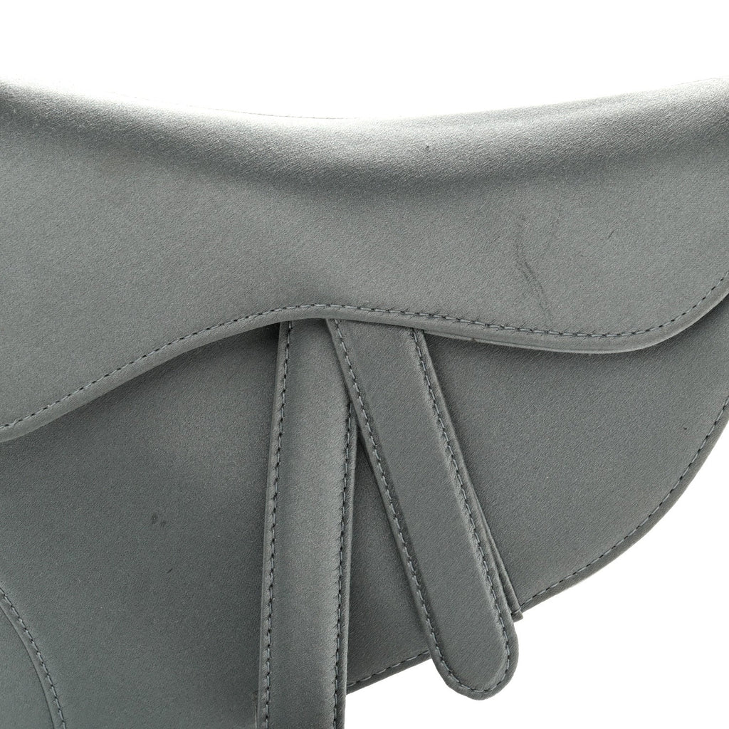 Satin Crystal Mini Saddle Bag Blue Gray