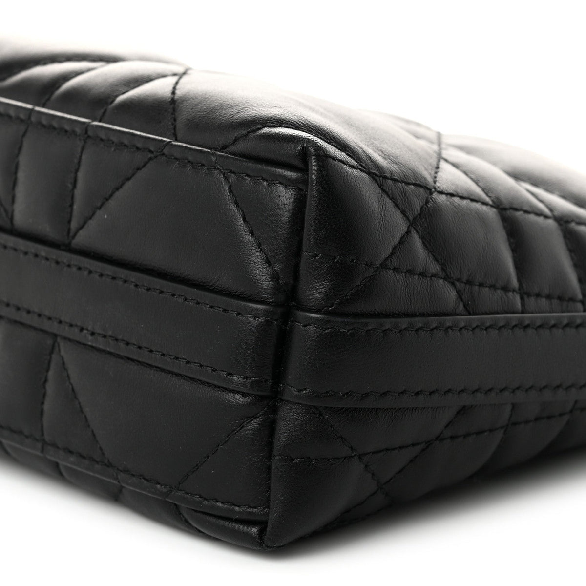 Calfskin Macrocannage Miss Caro Diorling Mini Bag with Chain Black