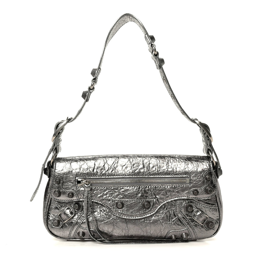 Metallic Agneau Arena Small Le Cagole Sling Bag Silver