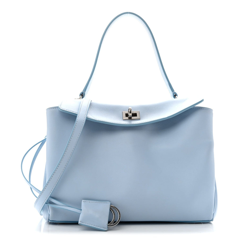 Natural Smooth Calfskin Small Rodeo Top Handle Handbag Cloudy Blue