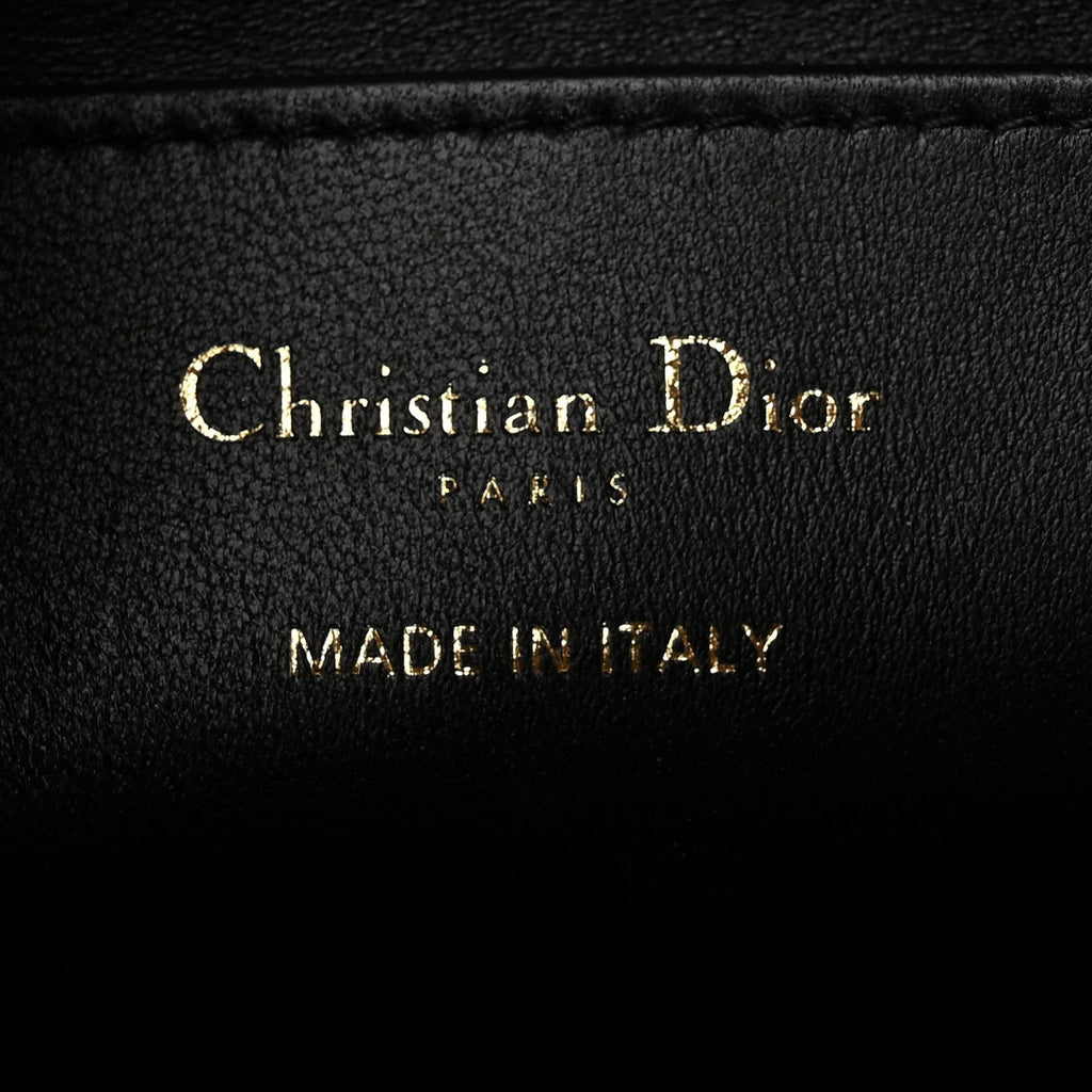 Calfskin Macrocannage Miss Caro Diorling Mini Bag with Chain Black