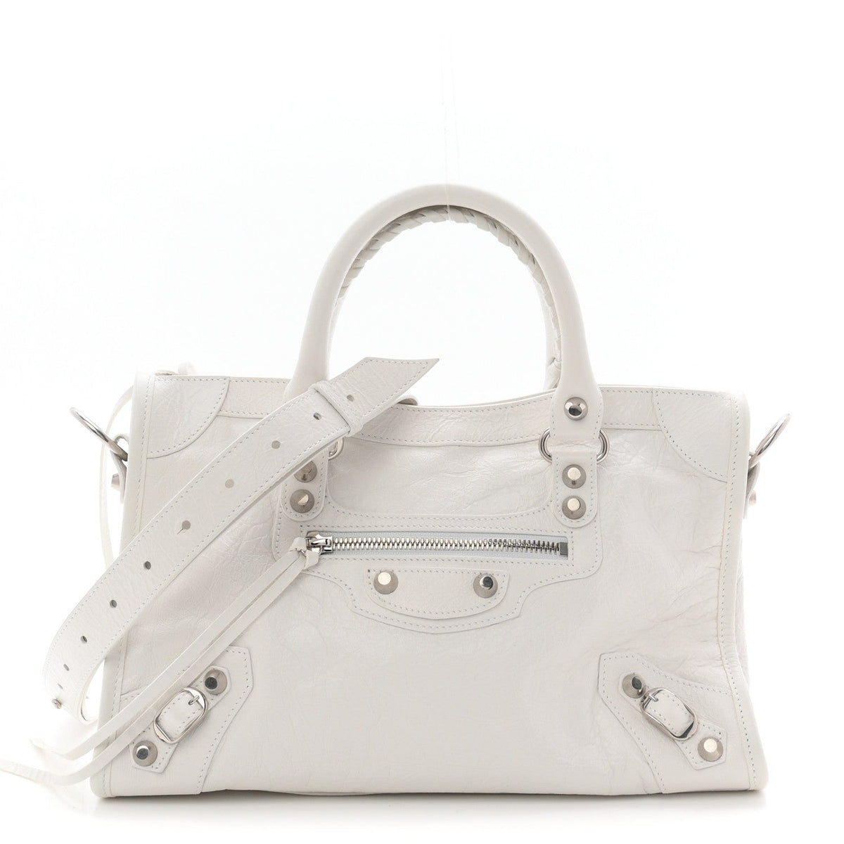 Agneau Arena Silver Hardware Small Le City Optic White