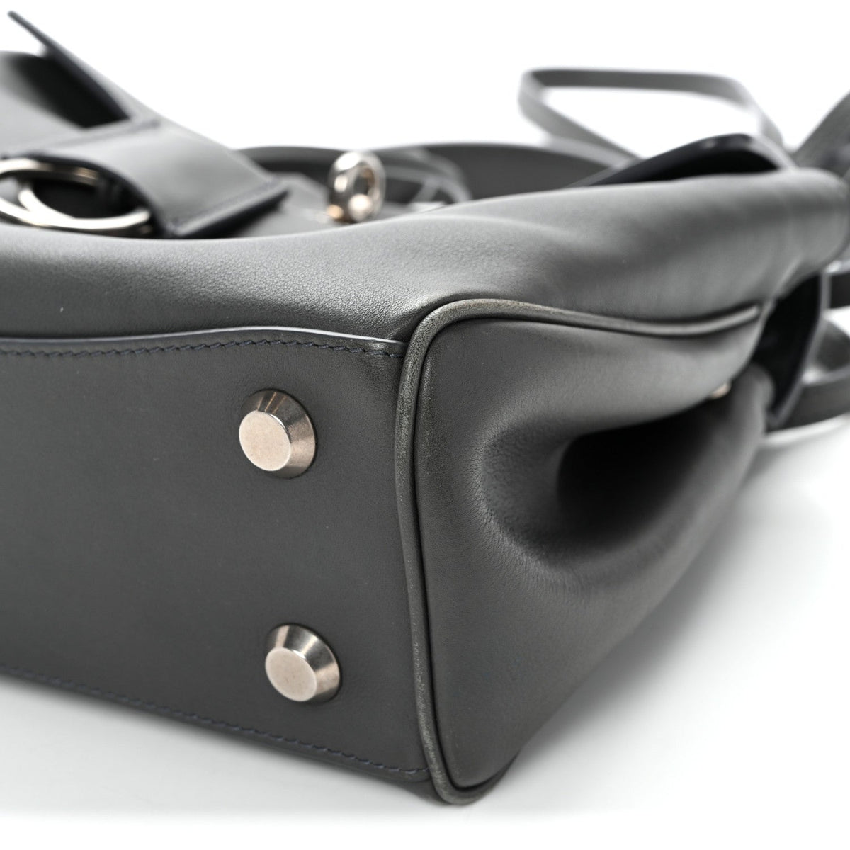 Natural Smooth Calfskin Mini Rodeo Top Handle Handbag Grey