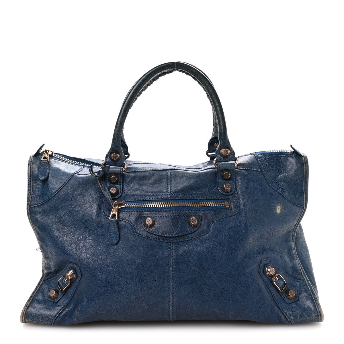Agneau Giant 12 Gold Hardware Work Bleu Glacier