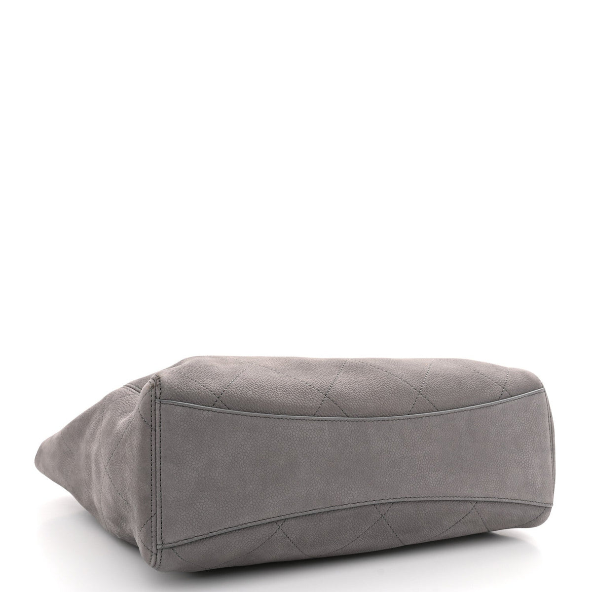 Grained Nubuck Caviar Quilted Large Shopping Bag Grey