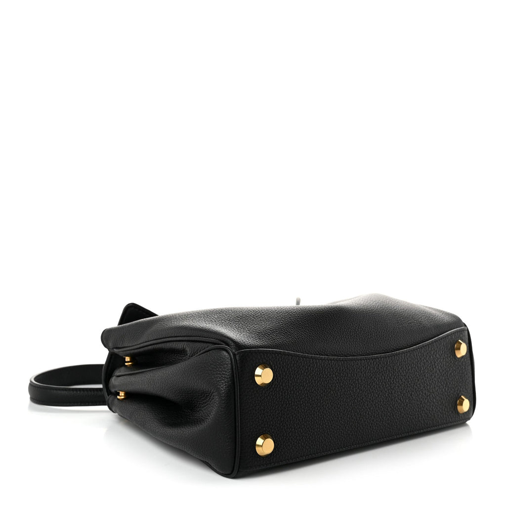 Grained Calfskin Small Rodeo Top Handle Handbag Black