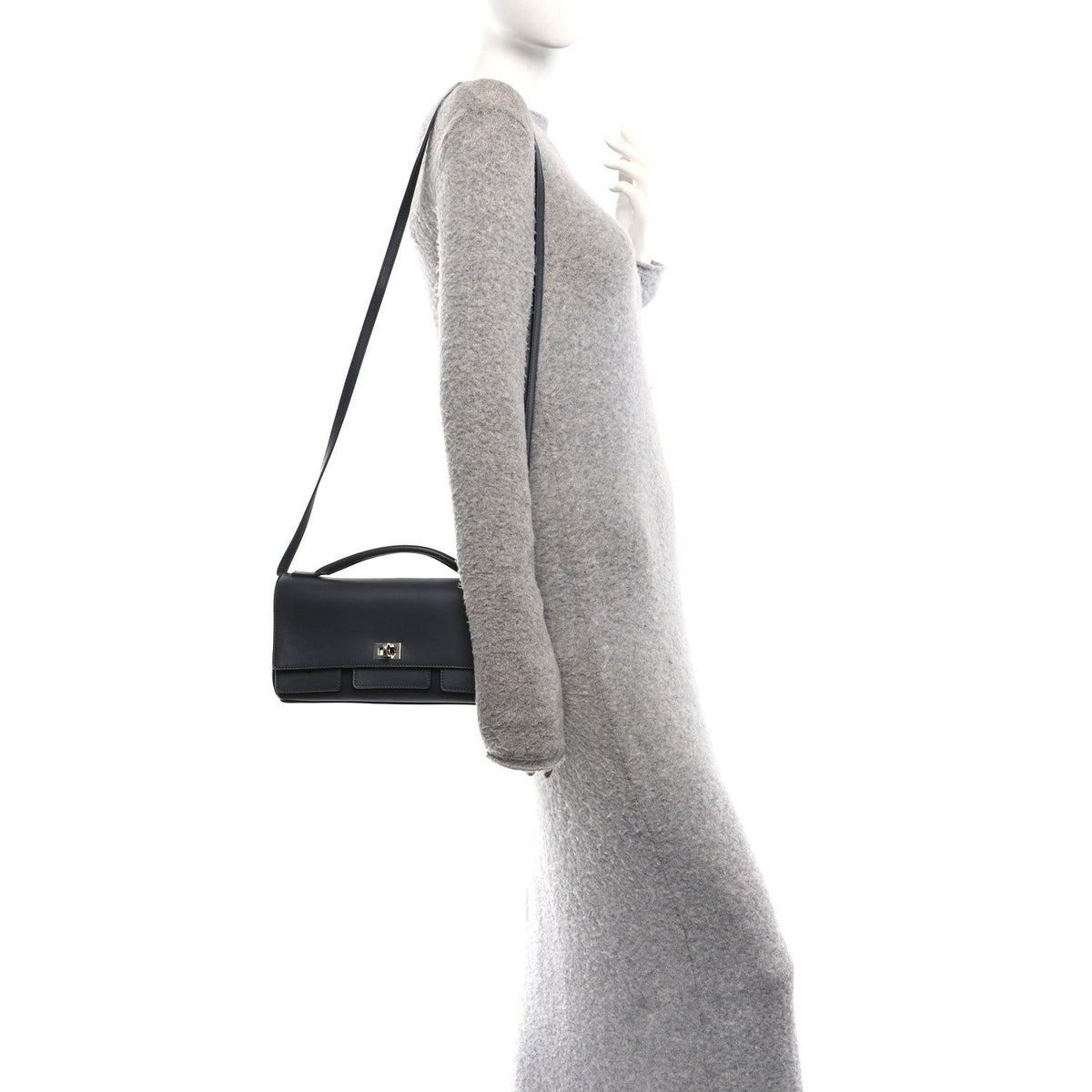 Smooth Calfskin Small Bel Air Clutch On Strap Grey