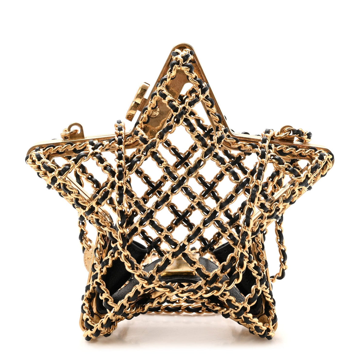 Metal CC Star Minaudiere Crossbody Gold Black