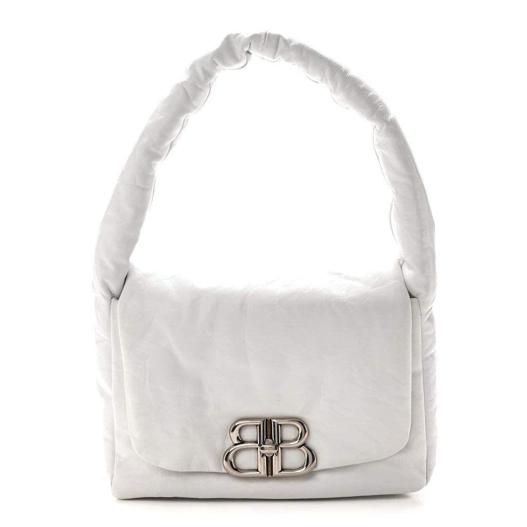 Thin Calfskin Small Monaco Sling Shoulder Bag Light Blue White White