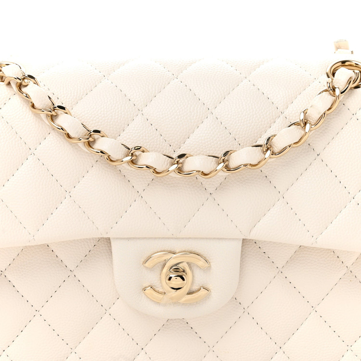 Caviar Quilted Small Double Flap White