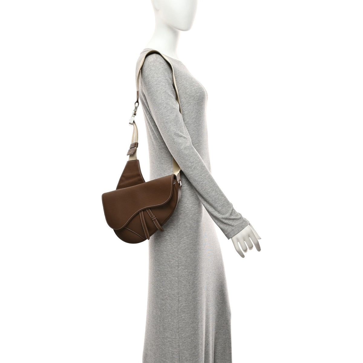 Grained Calfskin Kim Jones Saddle Bag Brown