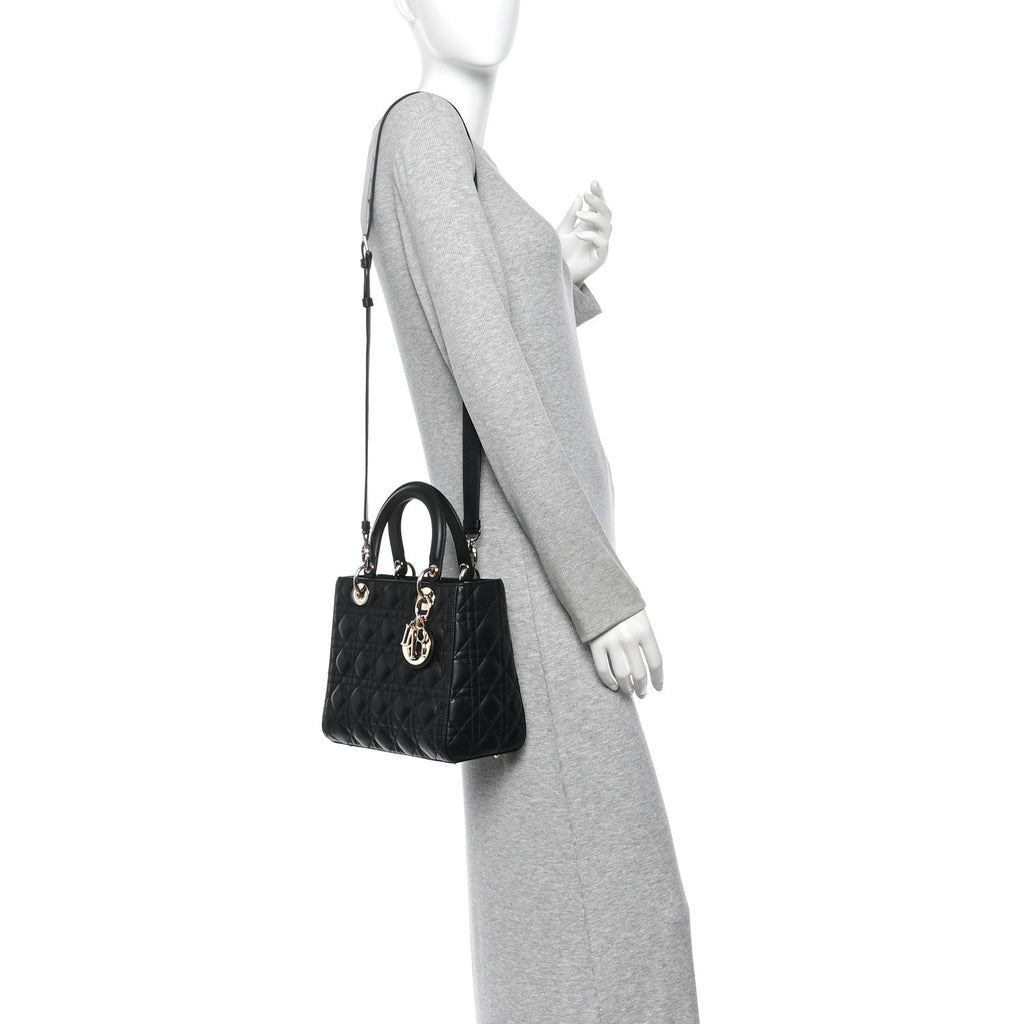 Lambskin Cannage Medium Lady Dior Black
