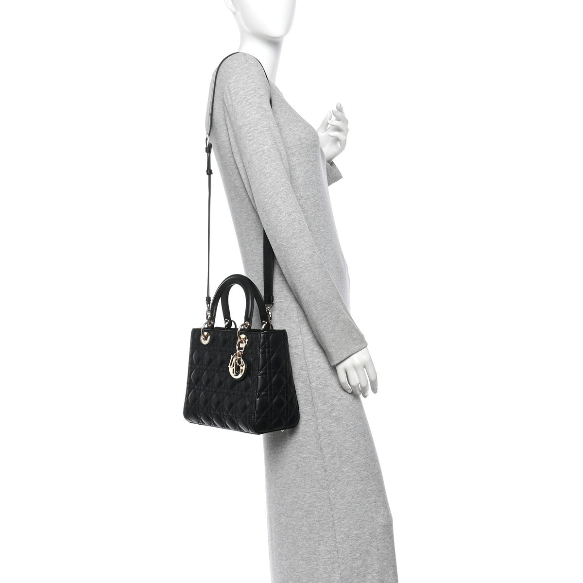 Lambskin Cannage Medium Lady Dior Black