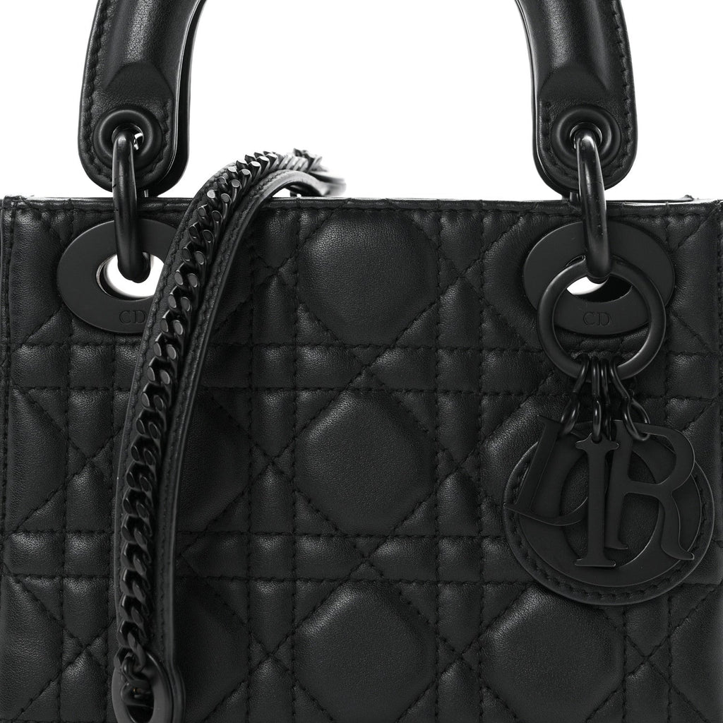 Ultra Matte Calfskin Cannage Mini Lady Dior Black
