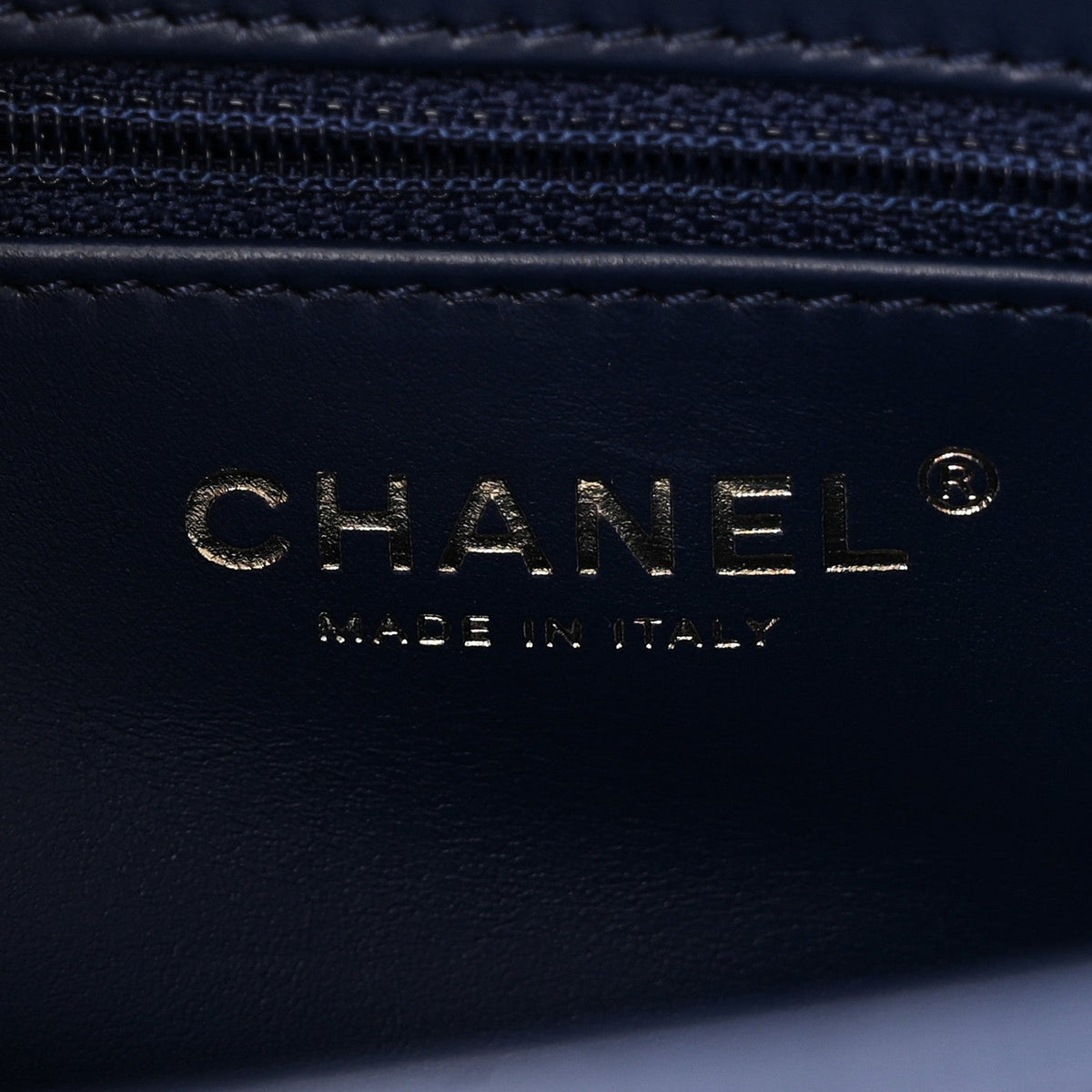 Shiny Aged Calfskin Quilted Nano Kelly Shopper Dark Blue