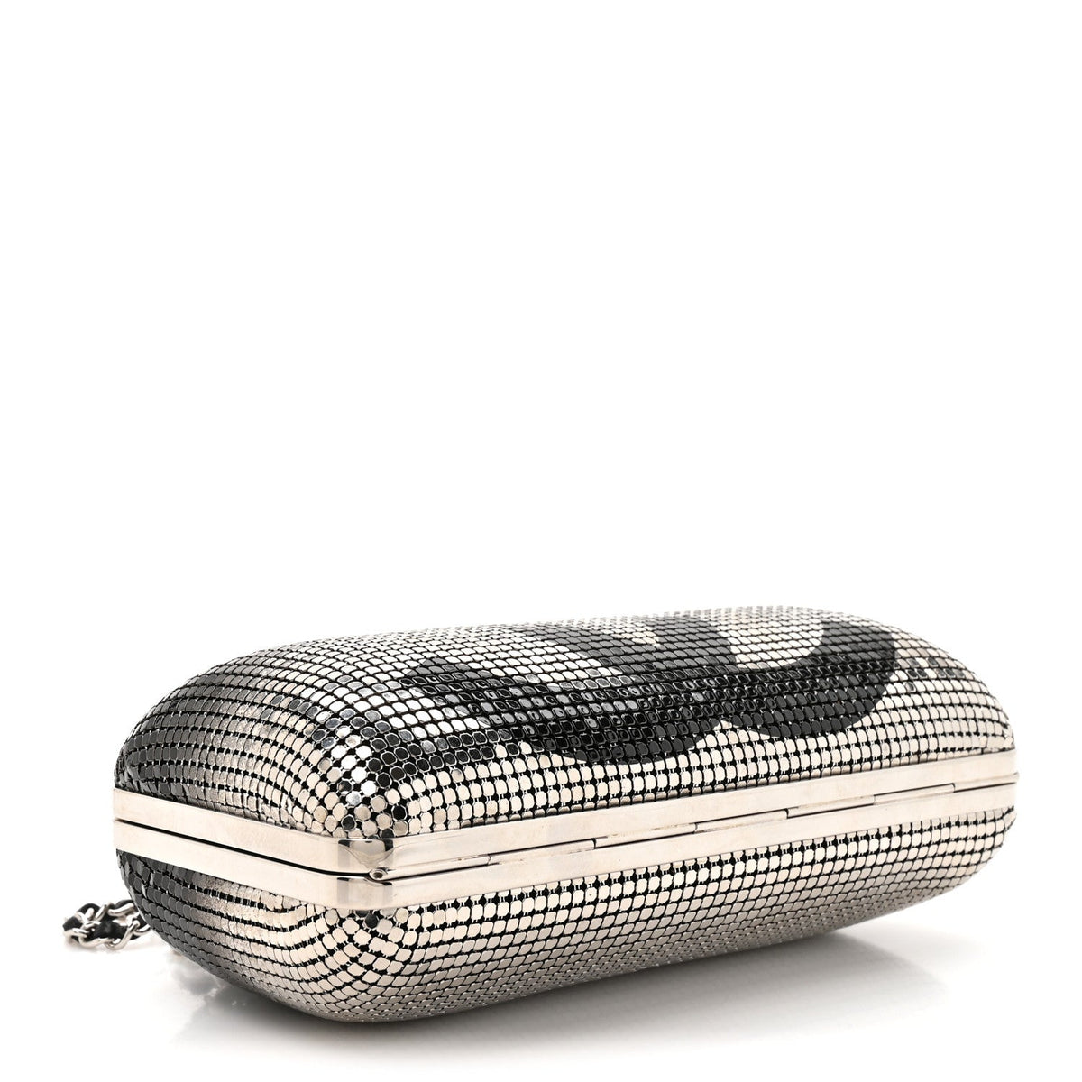 Metallic Lambskin Perforated Hollywood Clutch Silver