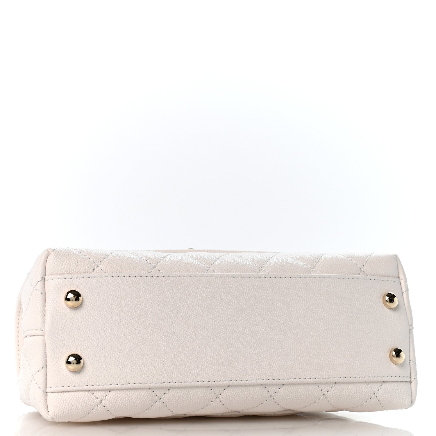 Caviar Quilted Mini Coco Handle Flap White
