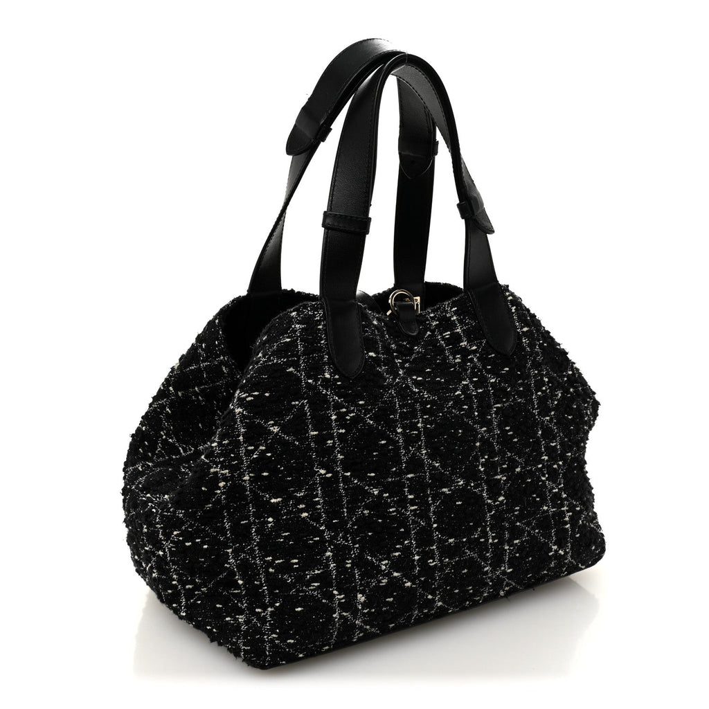 Calfskin Tweed Cannage Medium Toujours Black White
