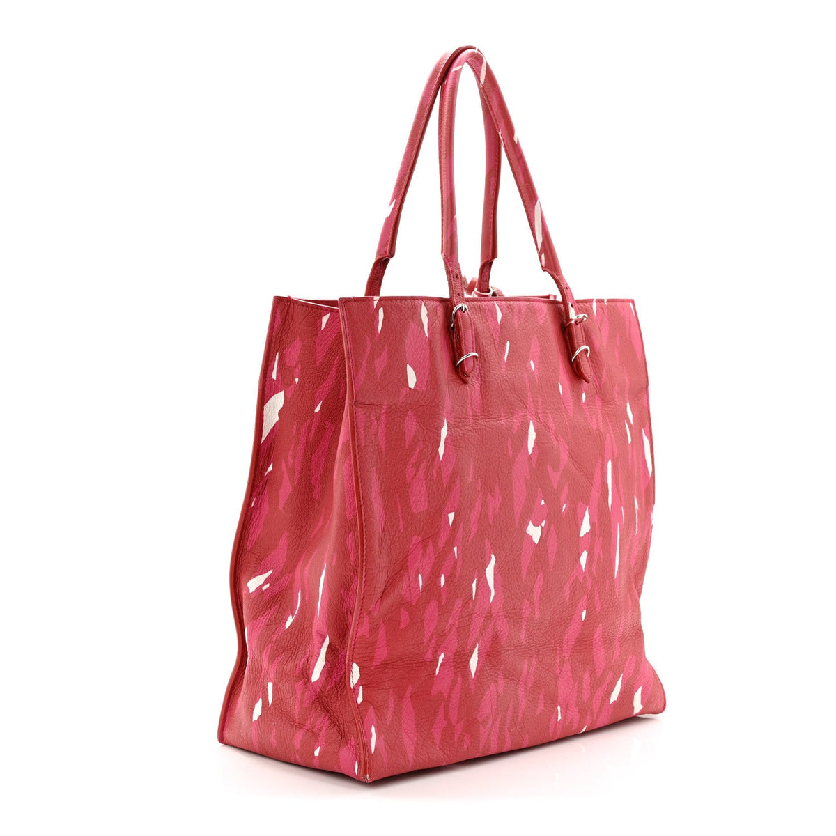 Supple Calfskin Printed Papier A5 Zip Around Tote Red Pink White