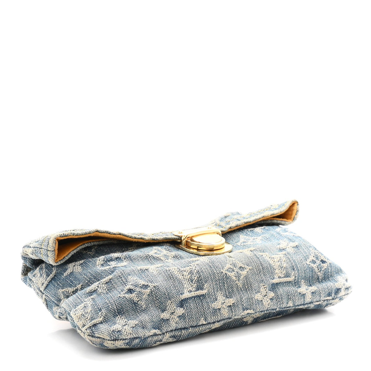 Monogram Denim Pochette Plat Clutch Blue