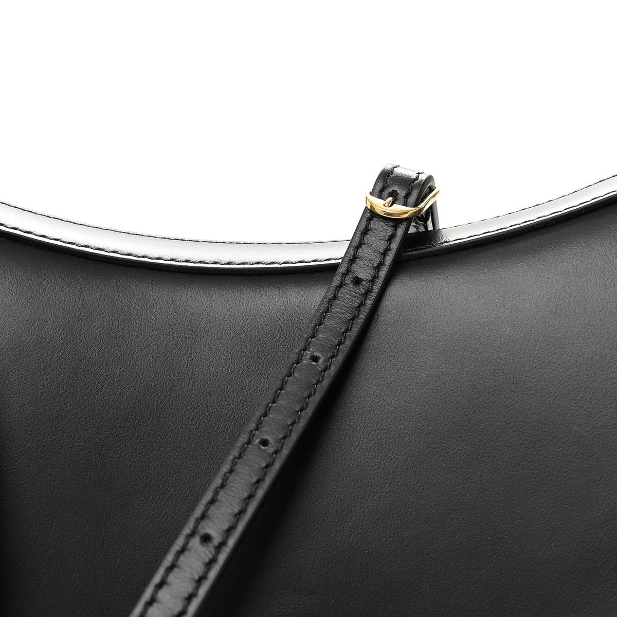 Natural Smooth Calfskin Medium Nano Top Handle Handbag Black