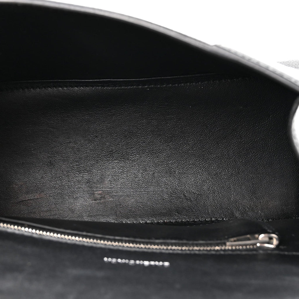 Grained Calfskin Small Hourglass Top Handle Bag Black