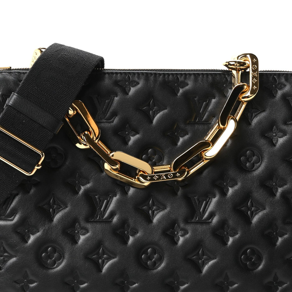 Lambskin Embossed Monogram Coussin MM Black