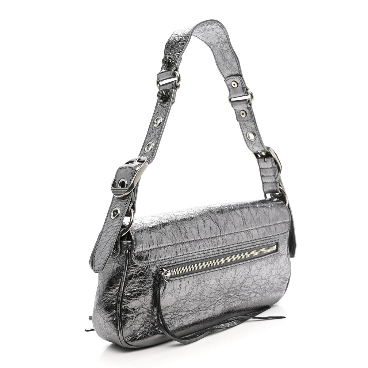 Metallic Agneau Arena Small Le Cagole Sling Bag Silver