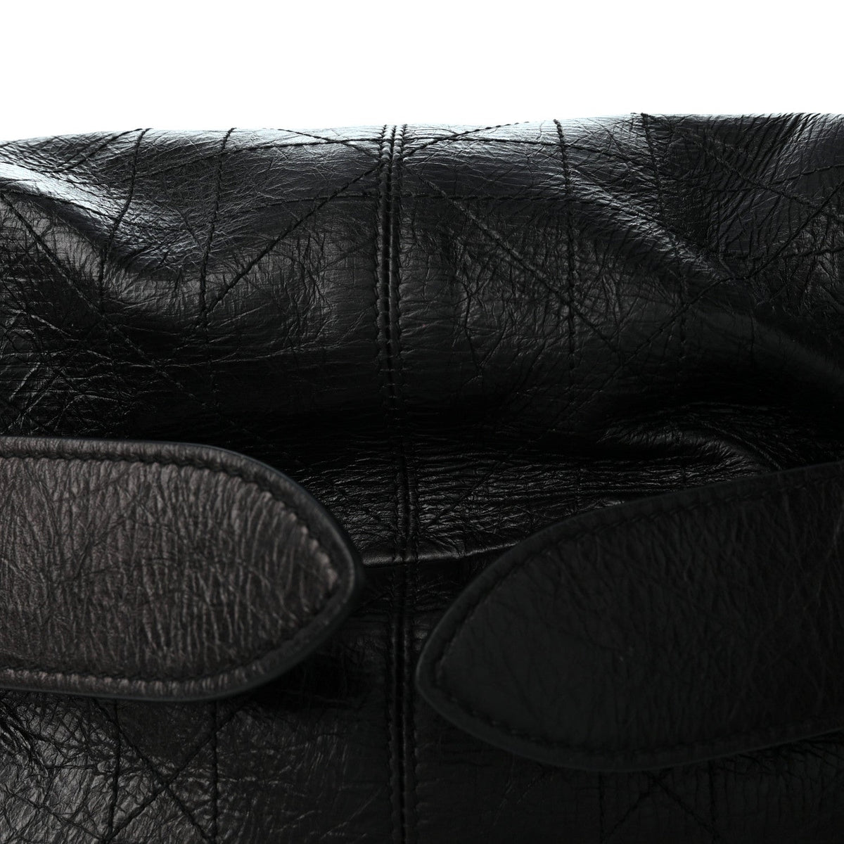 Crinkled Calfskin Macrocannage Small D-Journey Bag Black