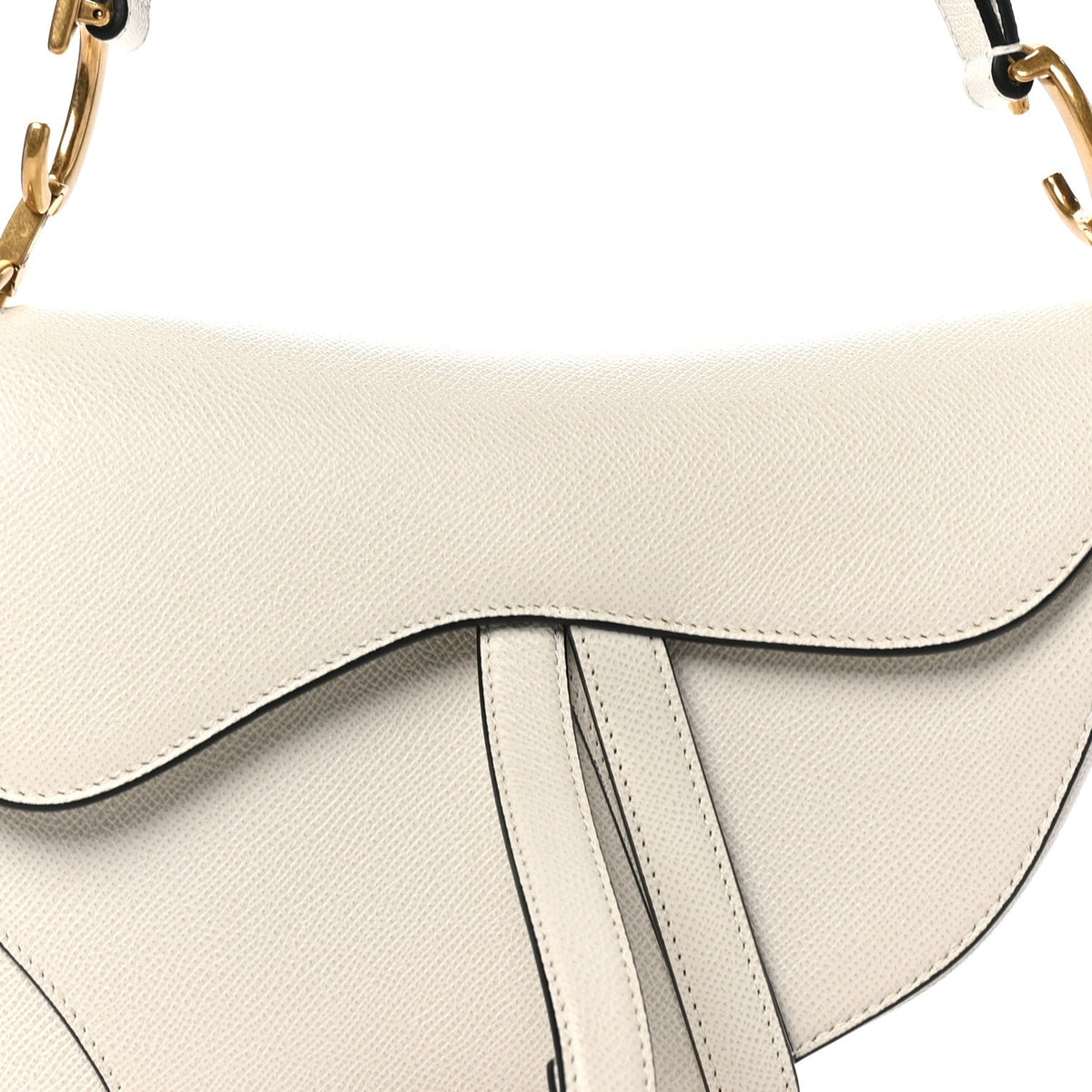 Grained Calfskin Saddle Bag White