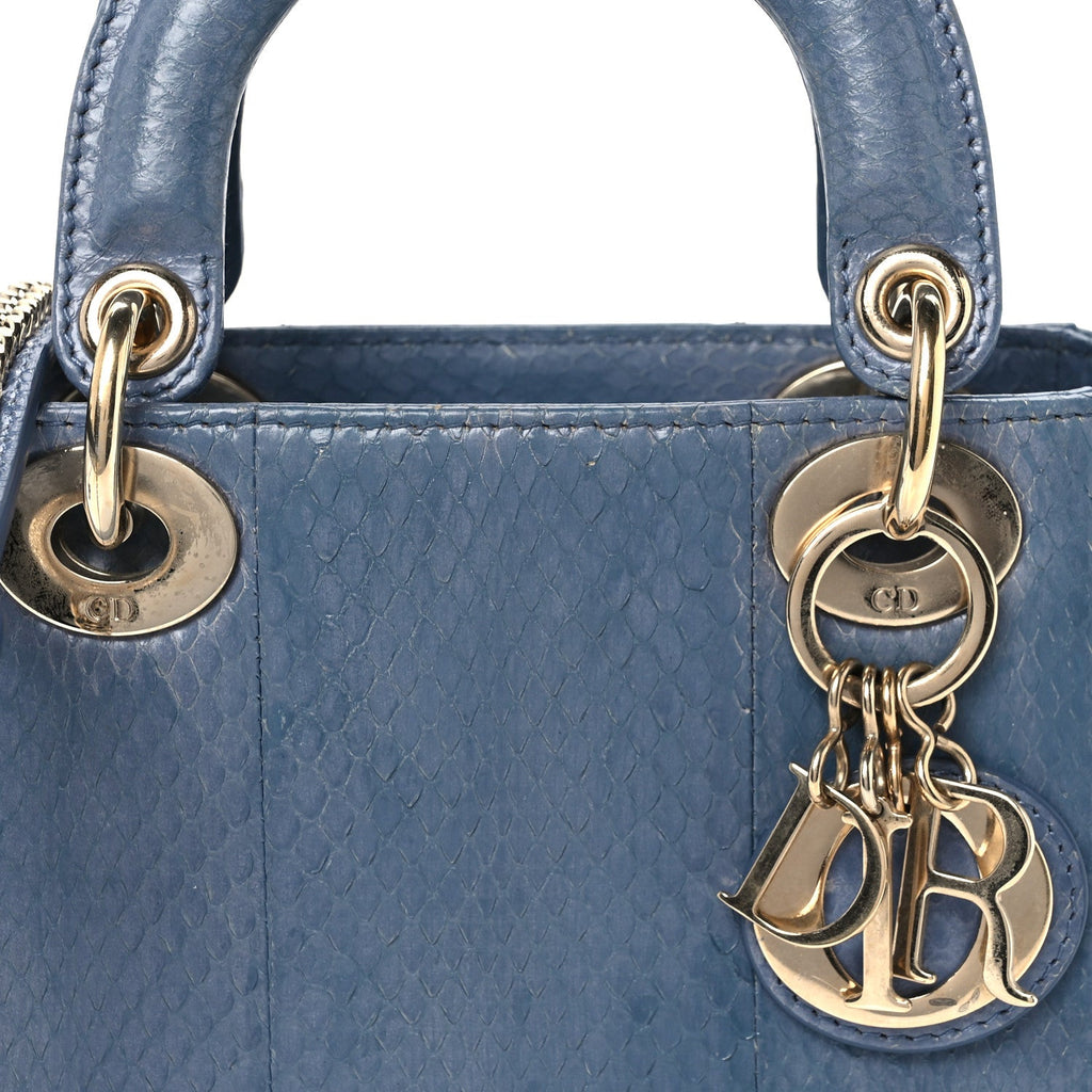 Snakeskin Mini Lady Dior Blue