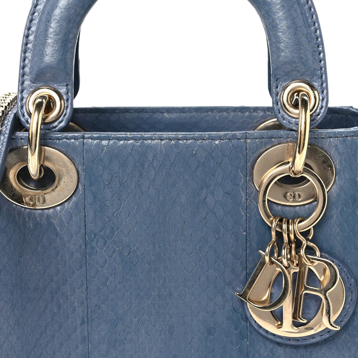 Snakeskin Mini Lady Dior Blue