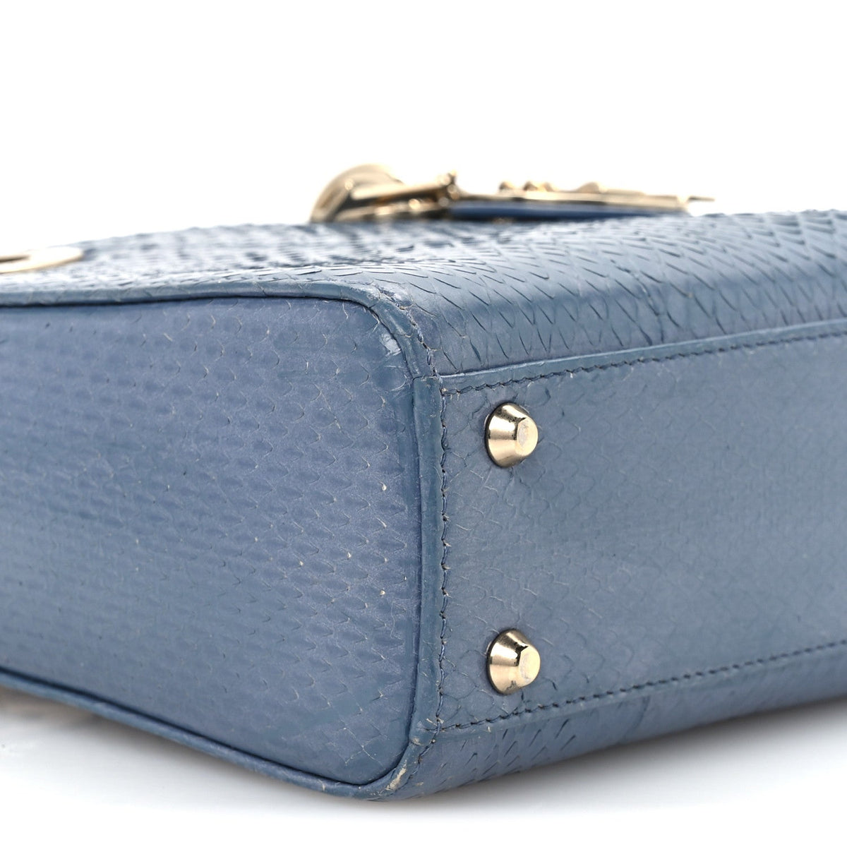 Snakeskin Mini Lady Dior Blue