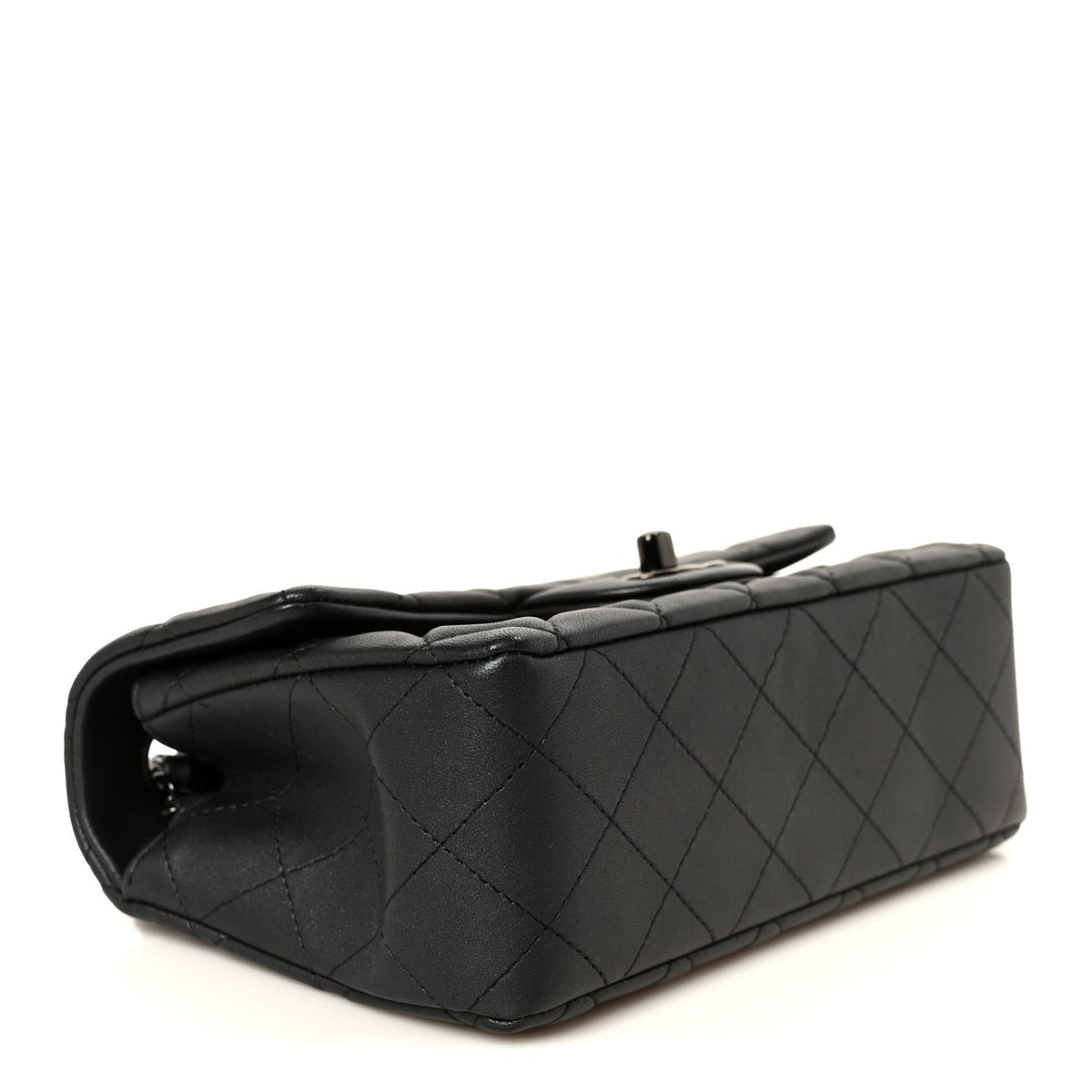 Pearly Lambskin Quilted Mini Rectangular Flap So Black