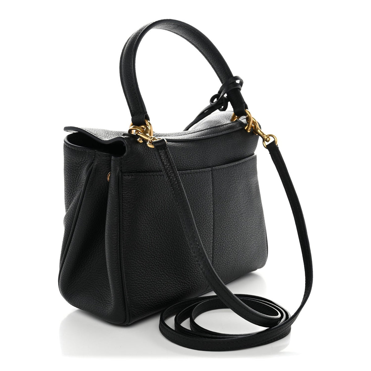 Natural Smooth Calfskin Mini Rodeo Top Handle Handbag Black