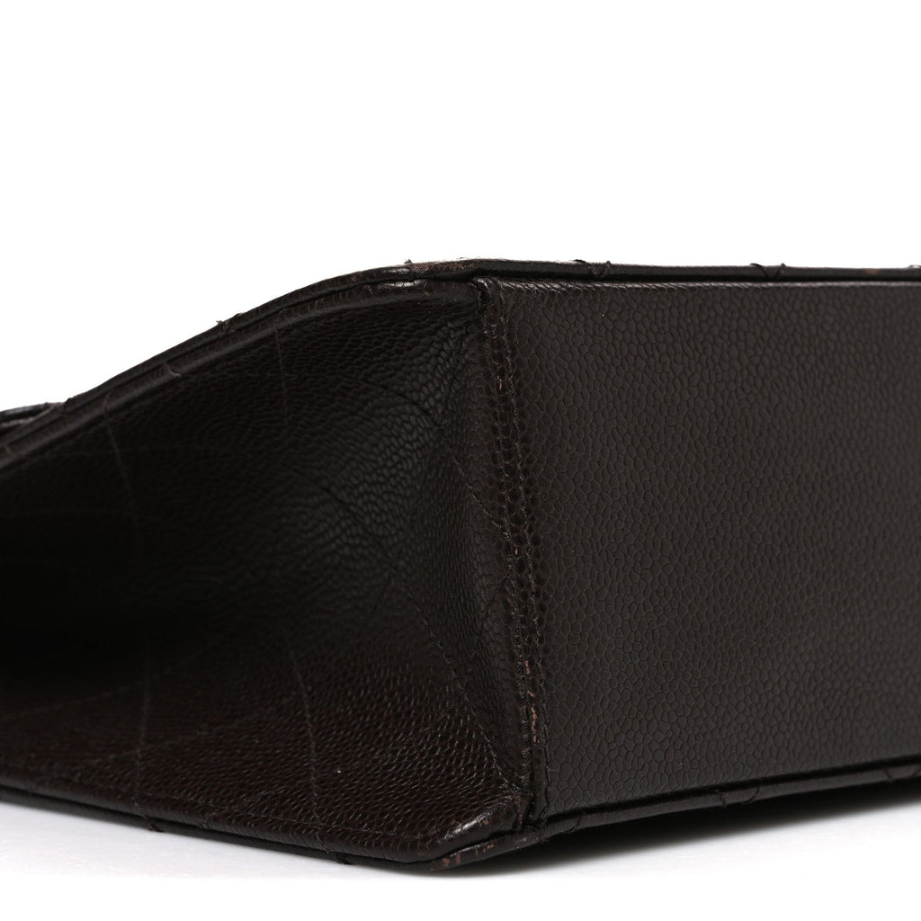 Caviar Stitch Jumbo Single Flap Brown