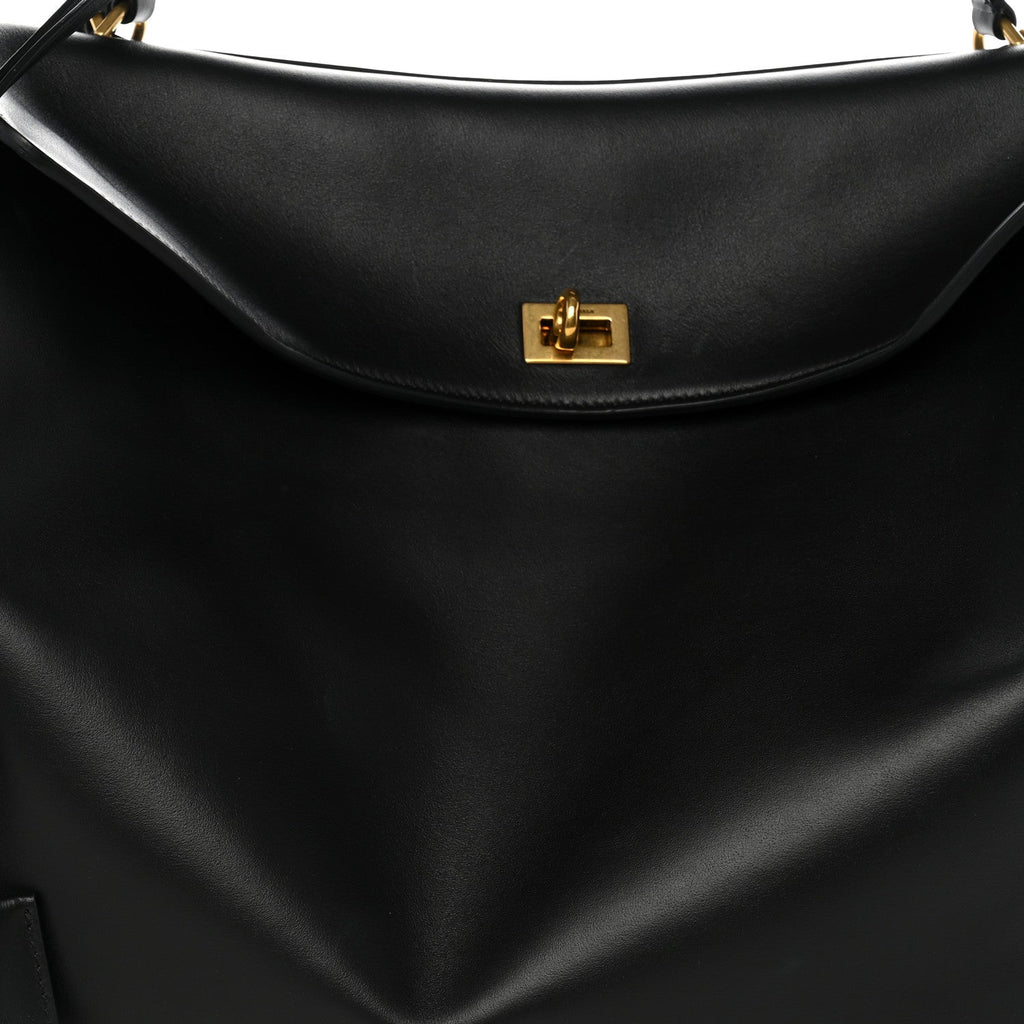 Smooth Calfskin Large Rodeo Top Handle Handbag Black