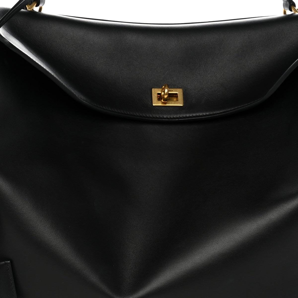 Smooth Calfskin Large Rodeo Top Handle Handbag Black