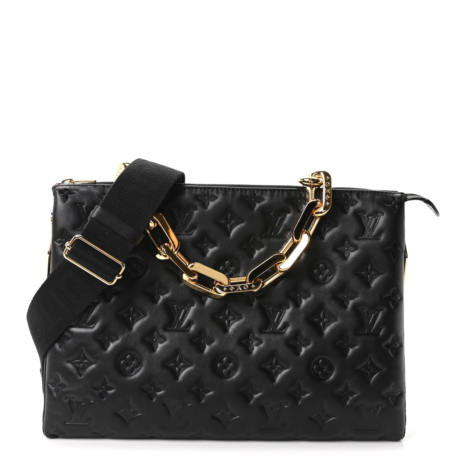 Lambskin Embossed Monogram Coussin MM Black