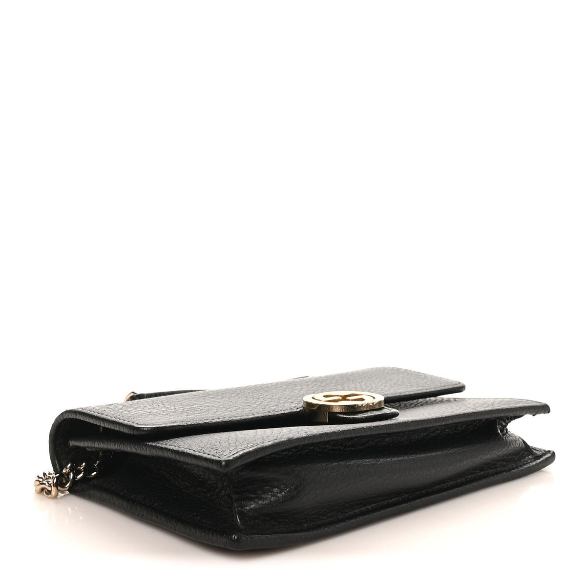 Dollar Calfskin Interlocking G Chain Wallet Black