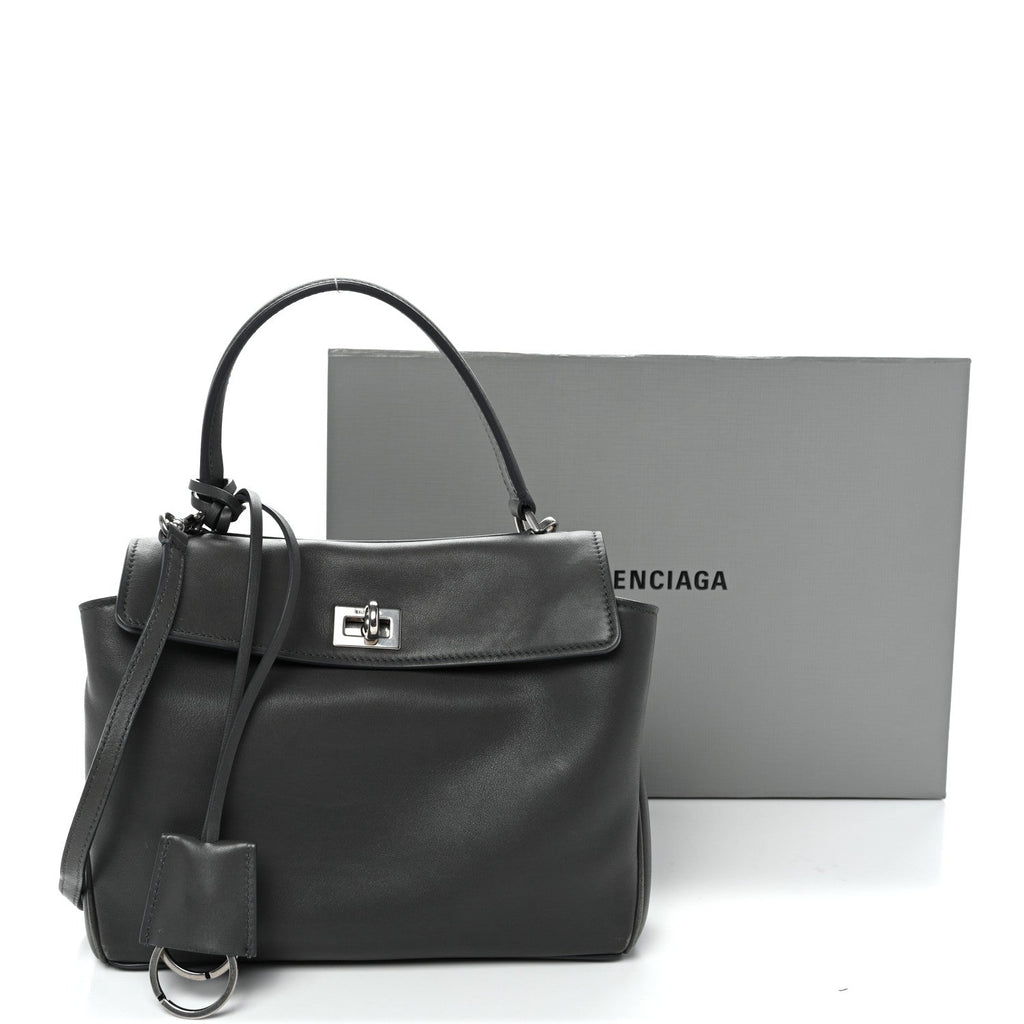 Natural Smooth Calfskin Mini Rodeo Top Handle Handbag Grey