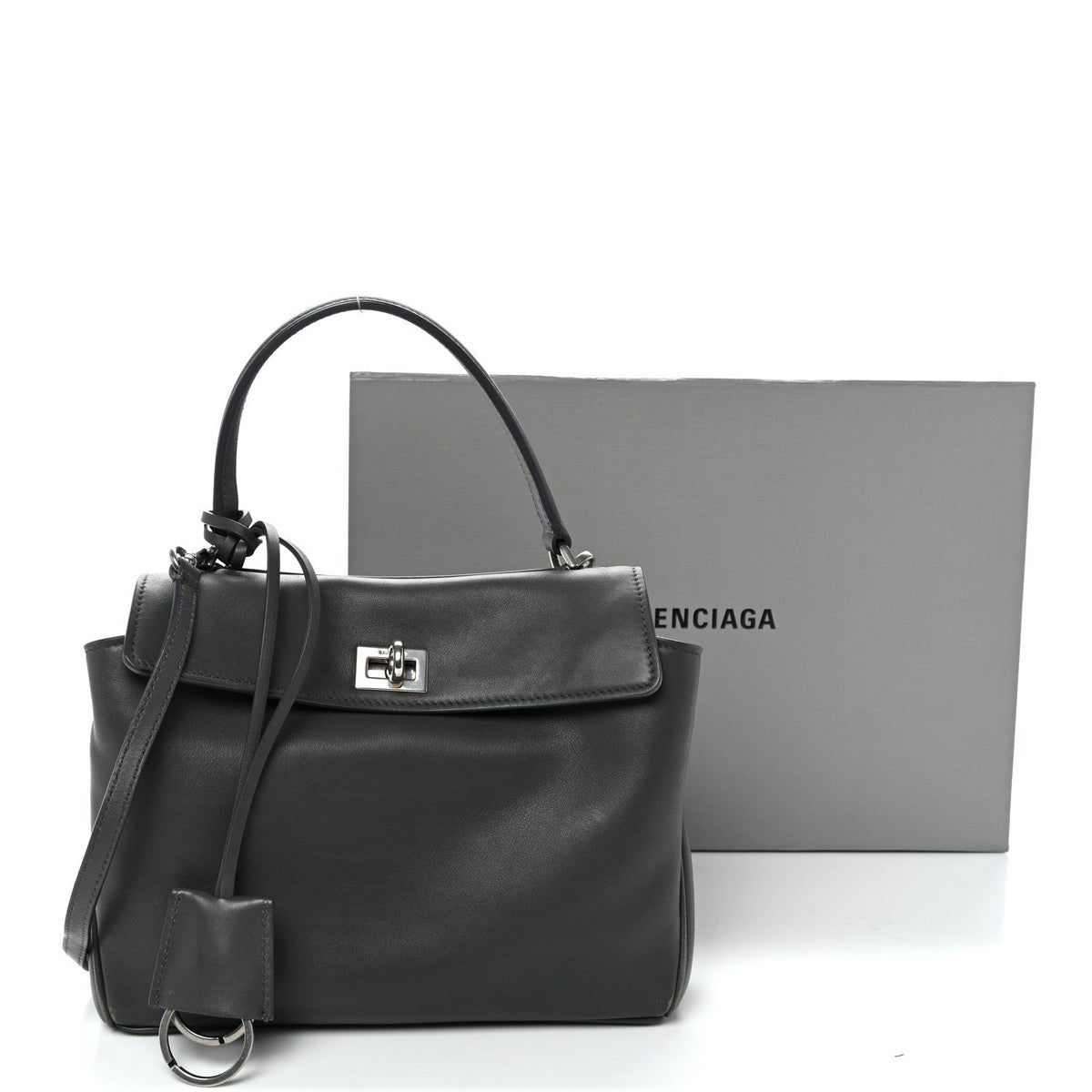 Natural Smooth Calfskin Mini Rodeo Top Handle Handbag Grey