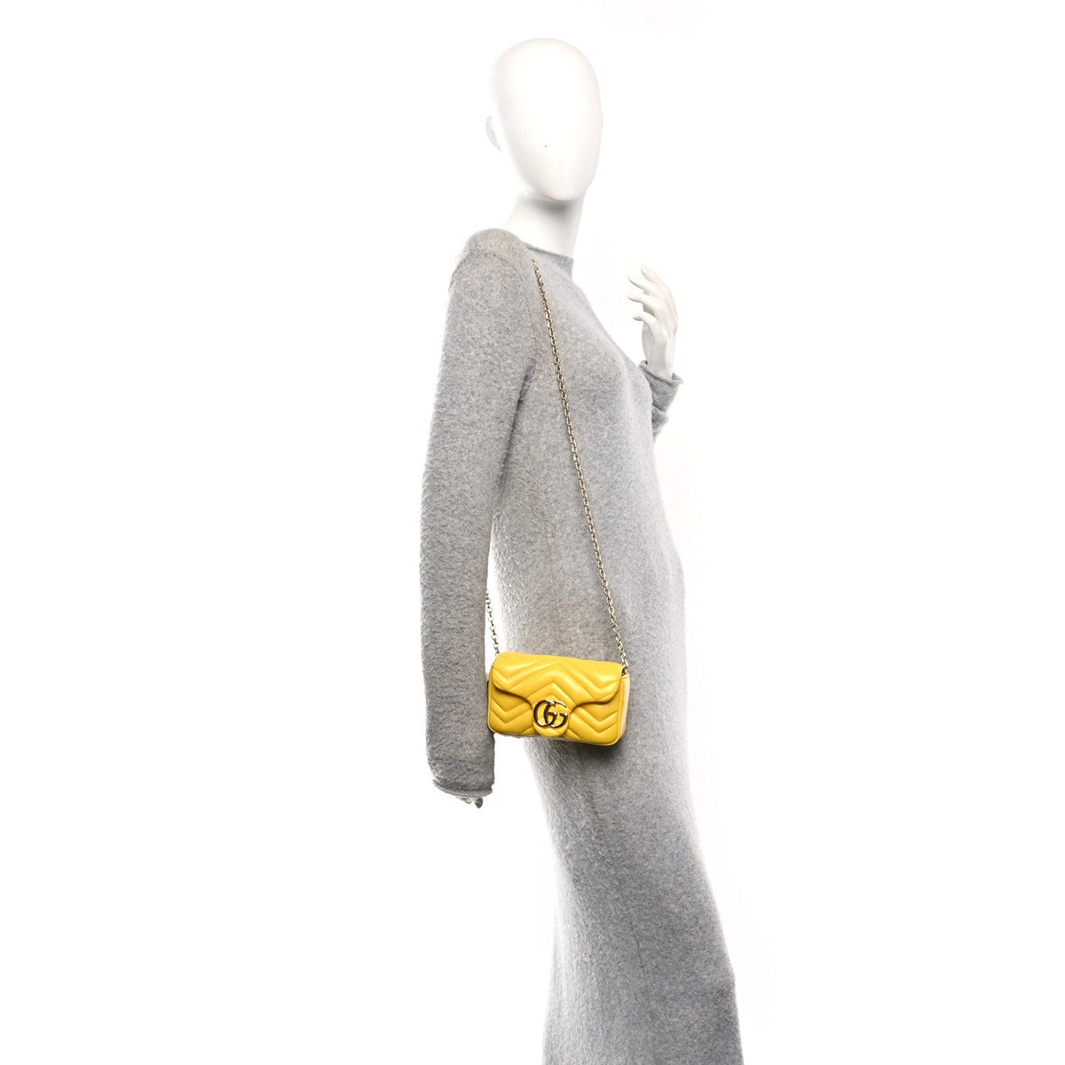 Lambskin Matelasse Mini GG Marmont Shoulder Bag Yellow