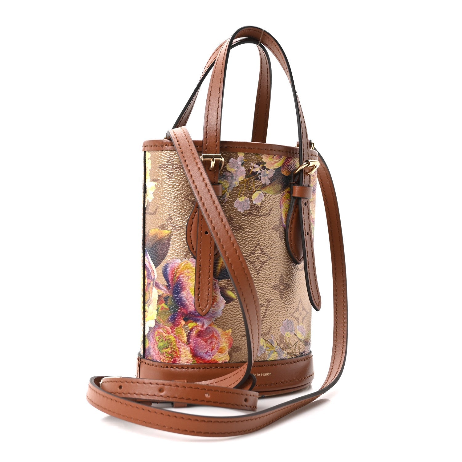 Metallic Monogram LV Garden Nano Bucket Bag Gold