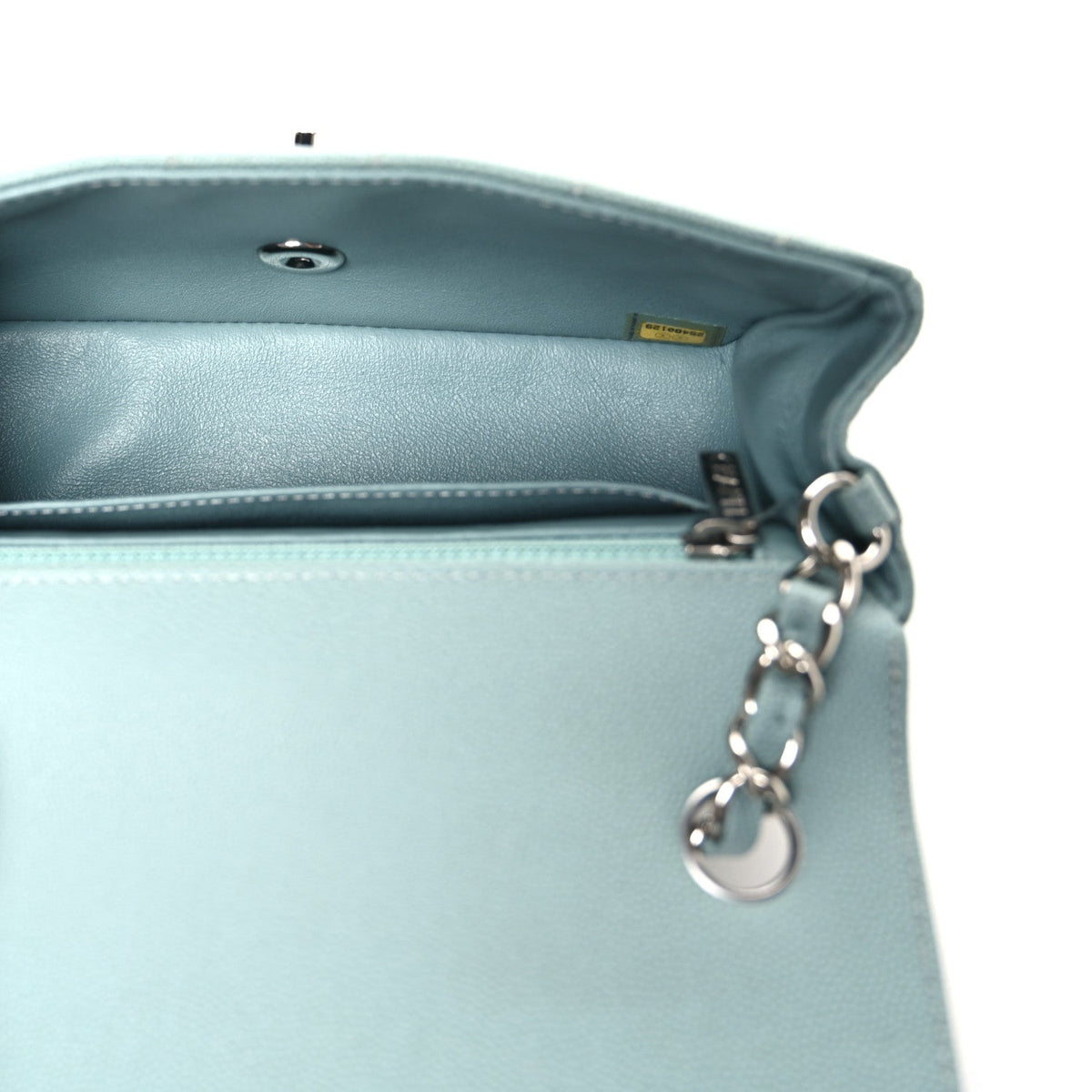 Caviar Quilted Mini Rectangular Flap Blue