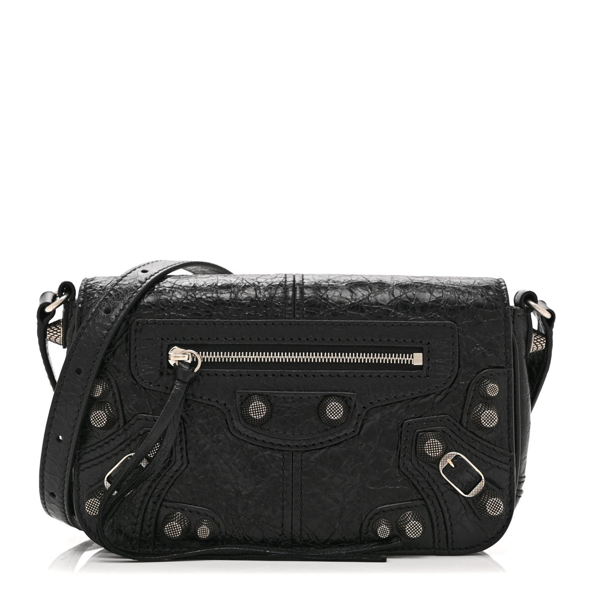 Agneau Arena Silver XS Le Cagole Flap Bag Black