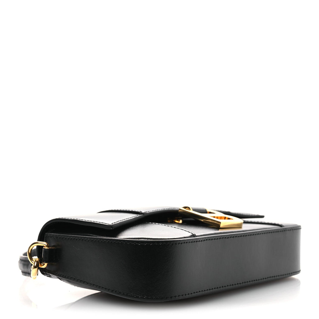 Natural Smooth Calfskin Small Hourglass Sling Bag Black