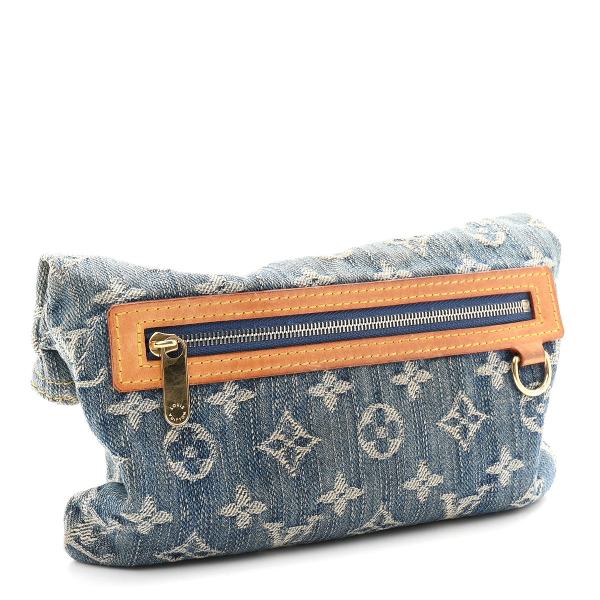 Monogram Denim Pochette Plat Clutch Blue